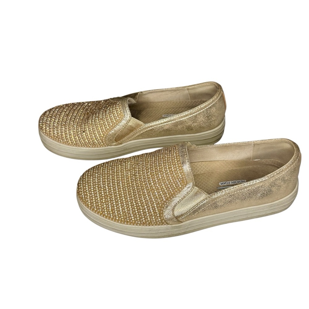 Skechers Street Golden Sparkly Slip-On Platform Sneakers Size 7